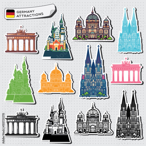 Abstract illustrations of Germany attractions
