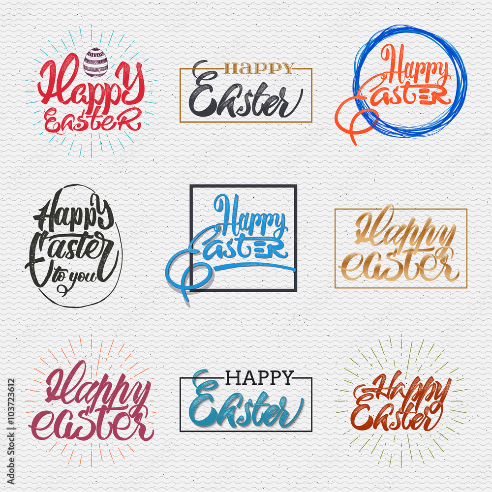 Happy easter - typographic calligraphic lettering  It can be used to design greeting cards, magazines, posters,