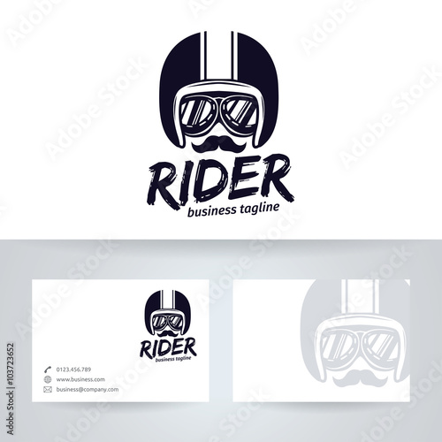 Rider vector logo with business card template