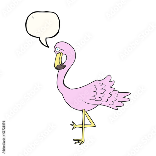 speech bubble cartoon flamingo