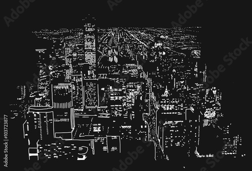 Big City Lights Handcrafted Illustration Vector Artwork