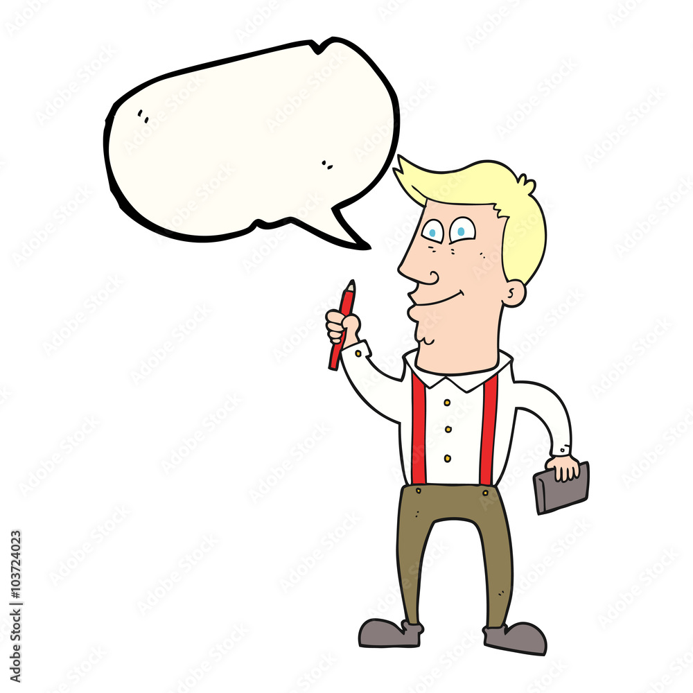 speech bubble cartoon man with notebook and pen speech bubble cartoon man with notebook and pen