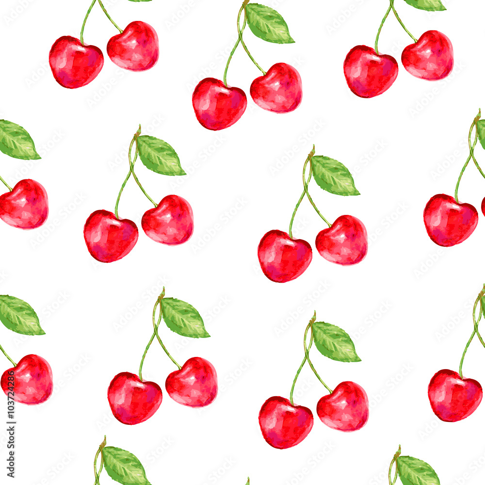 Cherry seamless vector pattern. Perfect for wallpaper, wrapping paper, textile, cosmetics and package design. Cherry seamless vector pattern. Perfect for wallpaper, wrapping paper, textile, cosmetics and package design.