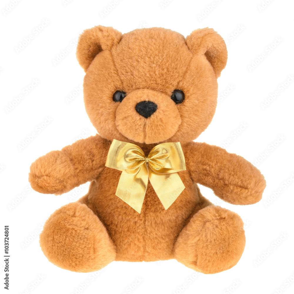 Obraz premium Toy teddy bear isolated on white, without shadow.