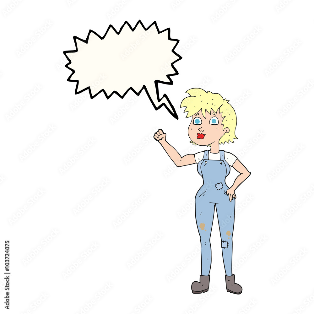 speech bubble cartoon confident farmer woman speech bubble cartoon confident farmer woman