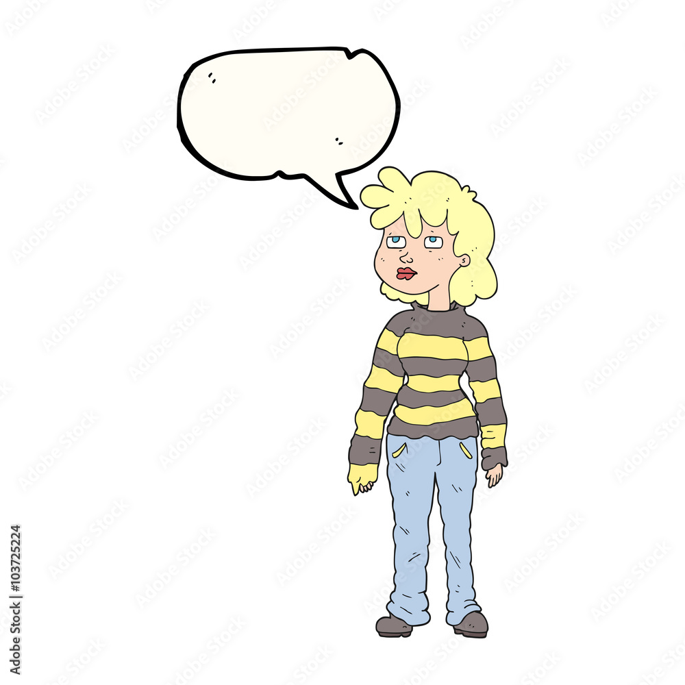 speech bubble cartoon woman in casual clothes speech bubble cartoon woman in casual clothes