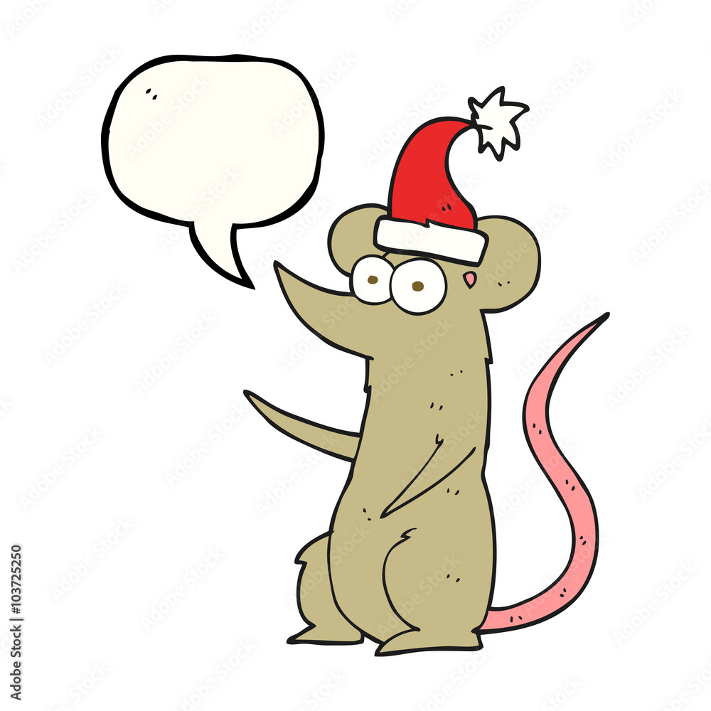 speech bubble cartoon mouse wearing christmas hat speech bubble cartoon mouse wearing christmas hat