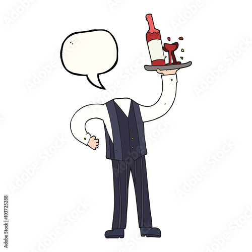 speech bubble cartoon headless waiter (add own photos)