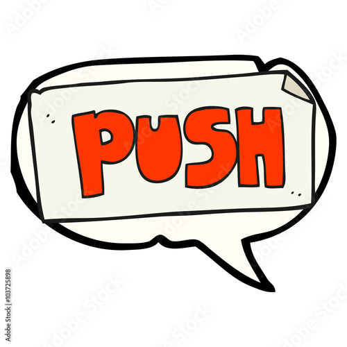 speech bubble cartoon push door sign