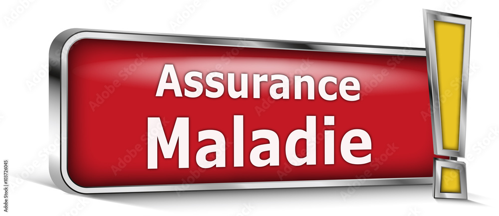 Assurance maladie sur panneau rouge Assurance maladie sur panneau rouge