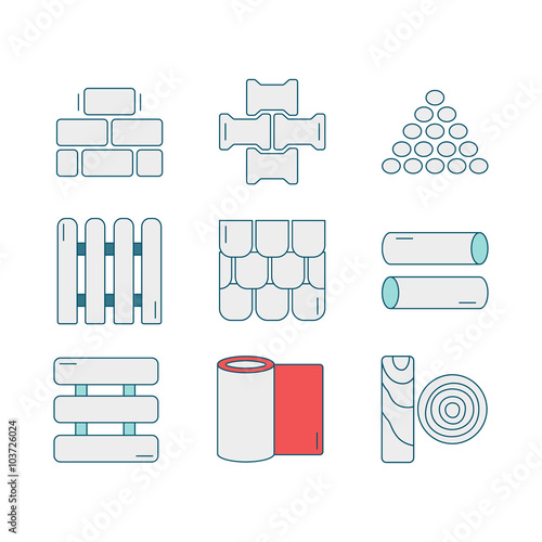 Set of line icons for DIY, construction, building materials.