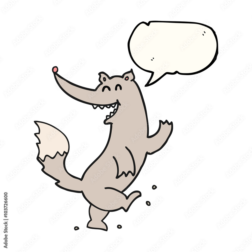 speech bubble cartoon happy wolf dancing speech bubble cartoon happy wolf dancing