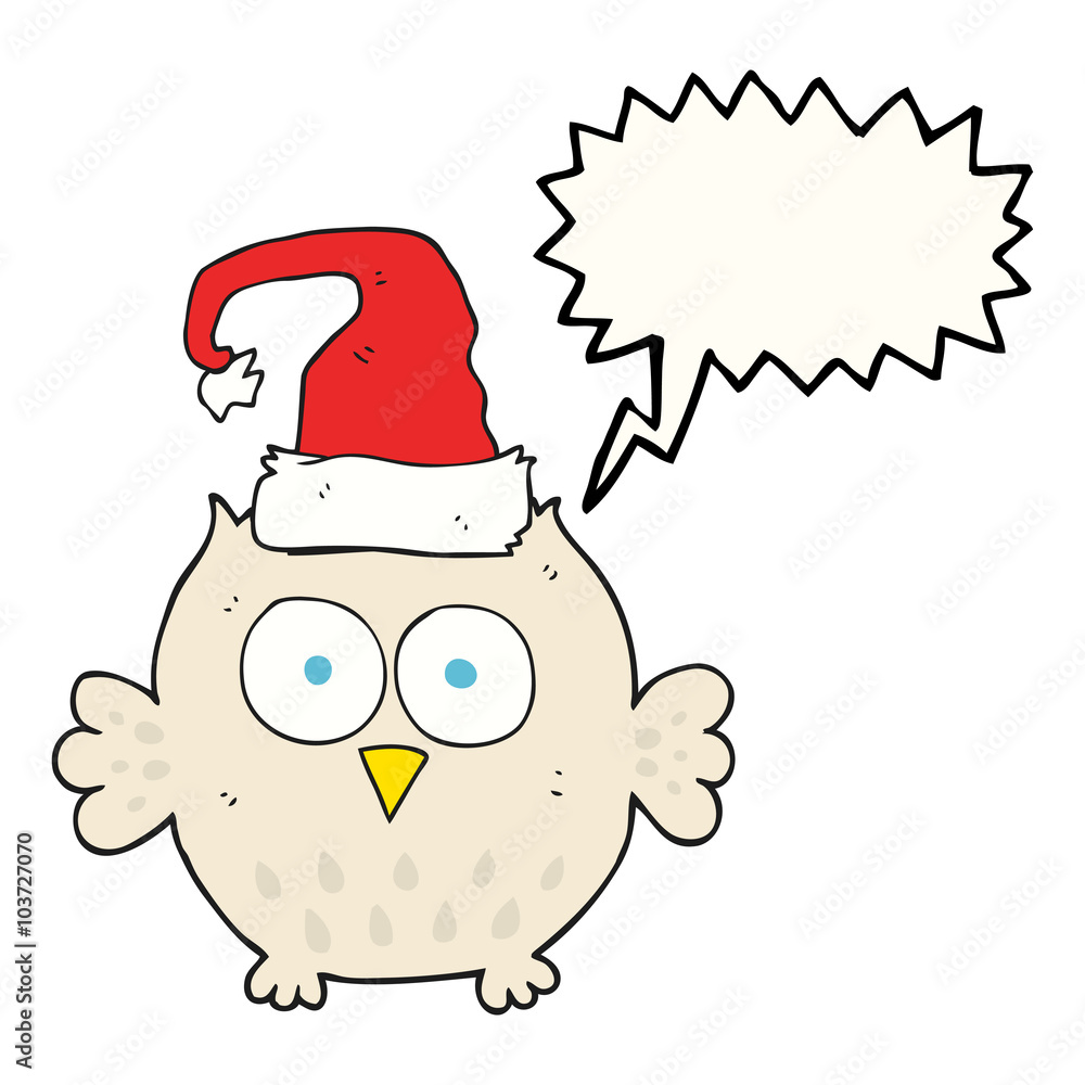 speech bubble cartoon owl wearing christmas hat speech bubble cartoon owl wearing christmas hat
