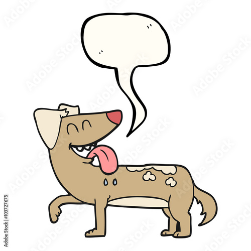 speech bubble cartoon panting dog