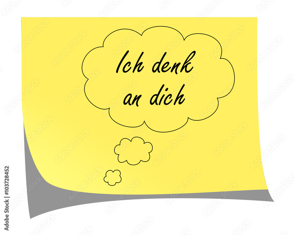 ich denk an dich zettel StockIllustration Adobe Stock