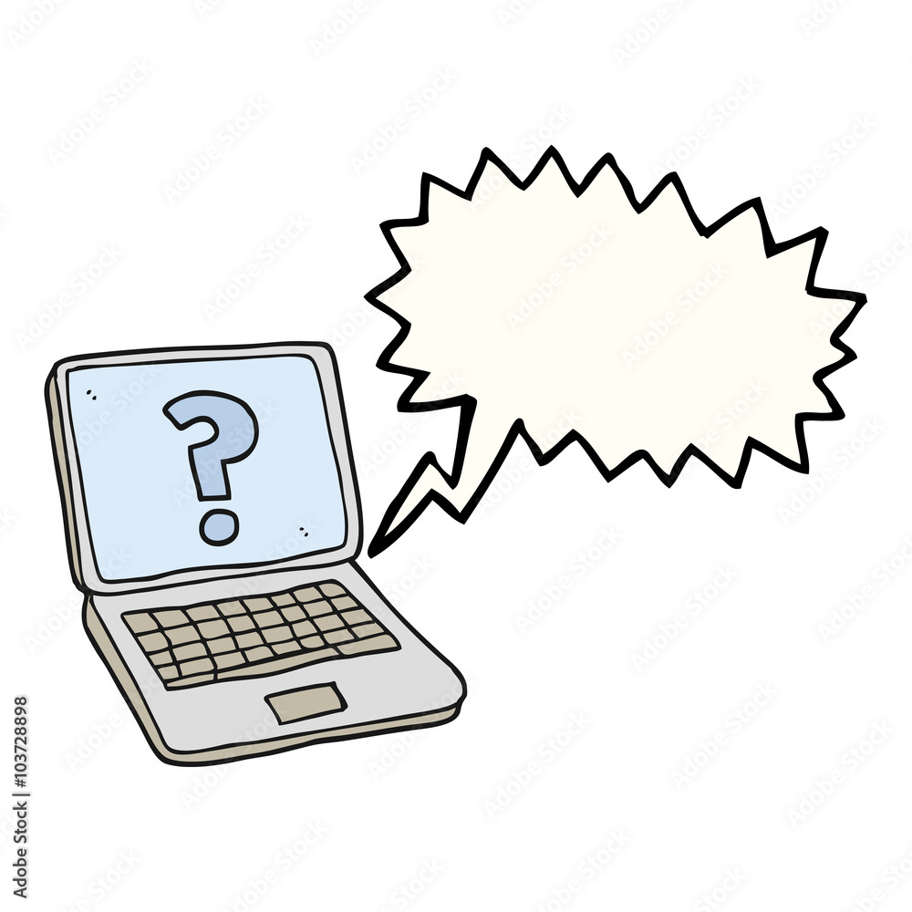 speech bubble cartoon laptop computer with question mark speech bubble cartoon laptop computer with question mark