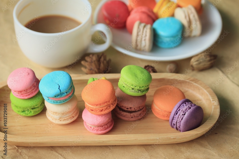 macaroons and hot coffee macaroons and hot coffee
