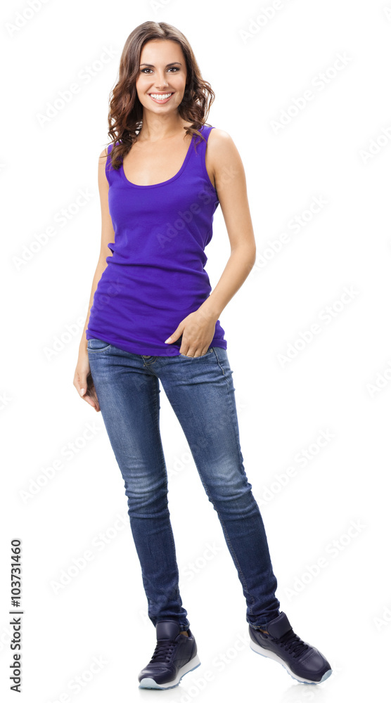 Happy smiling young woman, over white Happy smiling young woman, over white