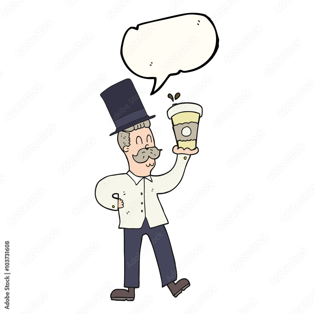 speech bubble cartoon man with coffee cup speech bubble cartoon man with coffee cup