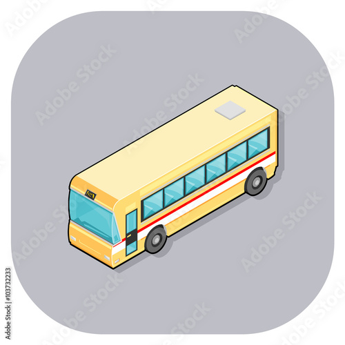 Vector illustration of an isometric Coach icon. Isometric passenger coach and bus transportation. 