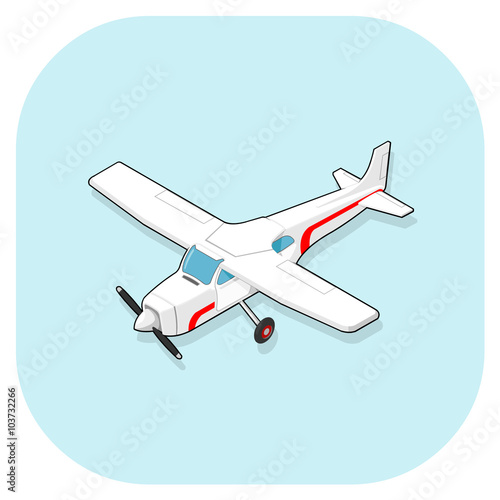 Vector illustration of an isometric Light Aircraft Plane. Isometric Cessna transportation. 