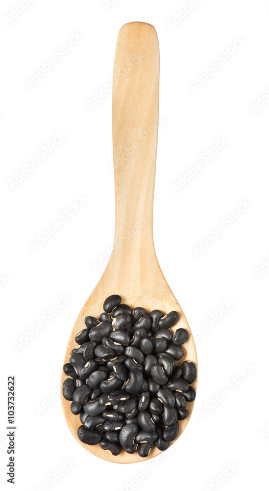 Isolated scoop of black bean on the white background