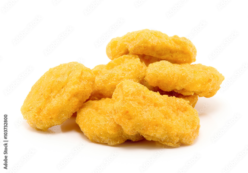 Fried chicken nuggets isolated on white Fried chicken nuggets isolated on white