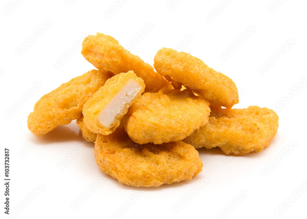 Chicken nuggets isolated on white background Chicken nuggets isolated on white background