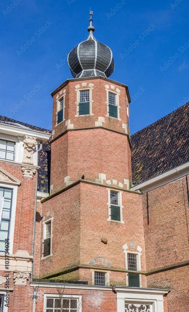 Tower of palace Prinsessehof in the center of Leeuwarden