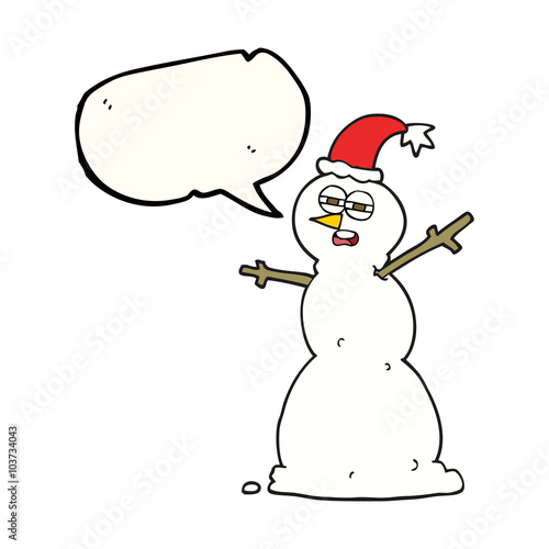 speech bubble cartoon unhappy snowman