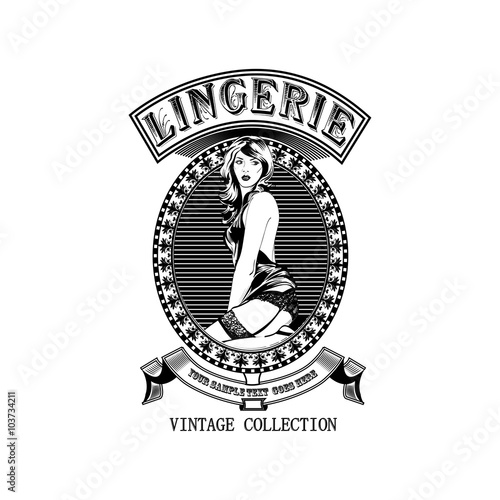 Retro emblem lingerie store. Vector illustration