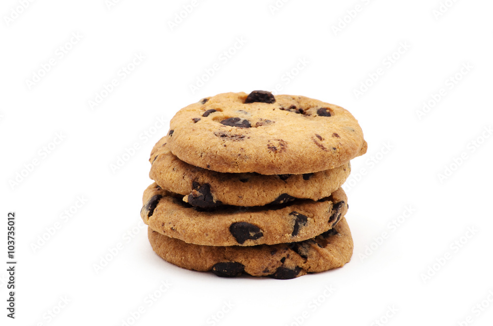 Chocolate chip cookie on white Chocolate chip cookie on white