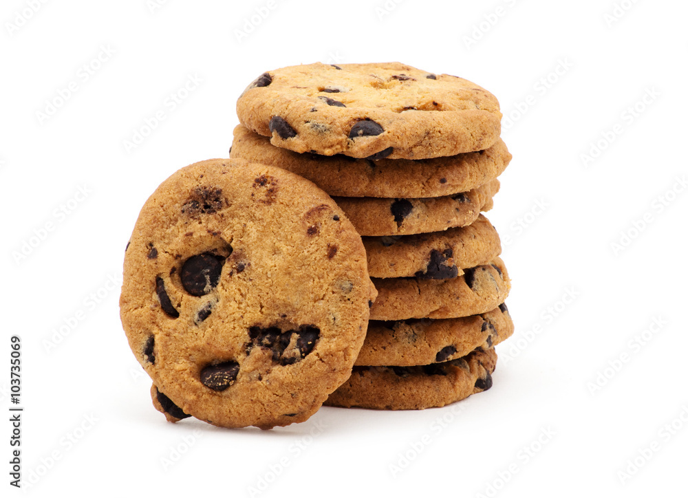 Chocolate chip cookie on white Chocolate chip cookie on white