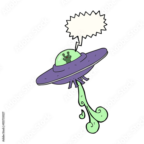 speech bubble cartoon alien spaceship