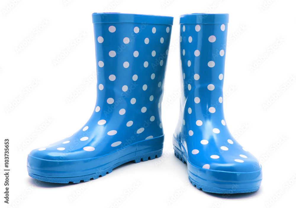 Blue boots on white Blue boots on white