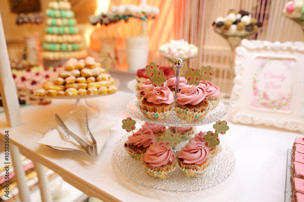 Delicious sweets on candy bar Delicious sweets on candy bar