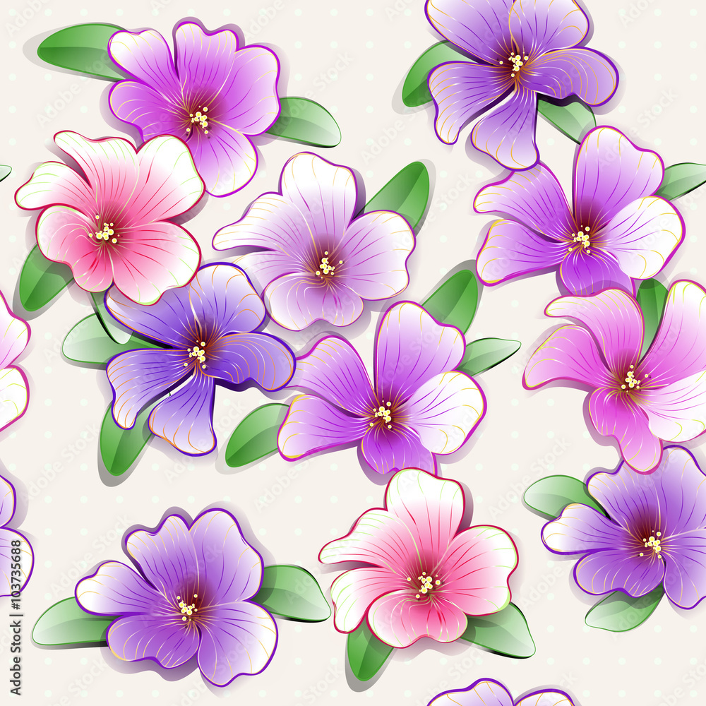 Pretty painted flowers seamless background Pretty painted flowers seamless background