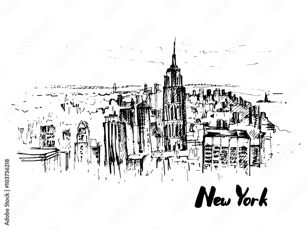 New York. Hand drawn sketch. Vector illustration.