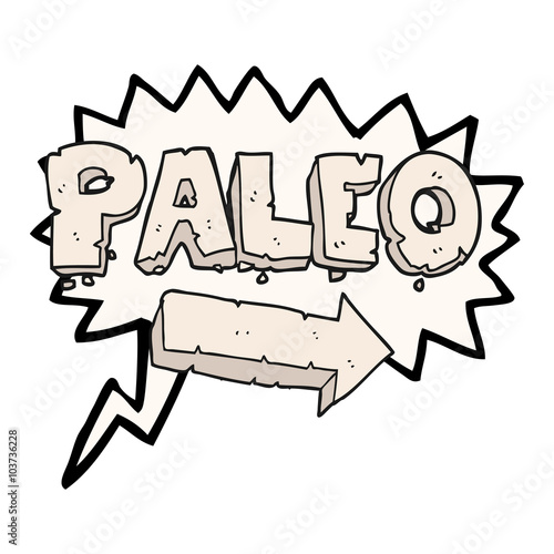 speech bubble cartoon paleo diet pointing arrow