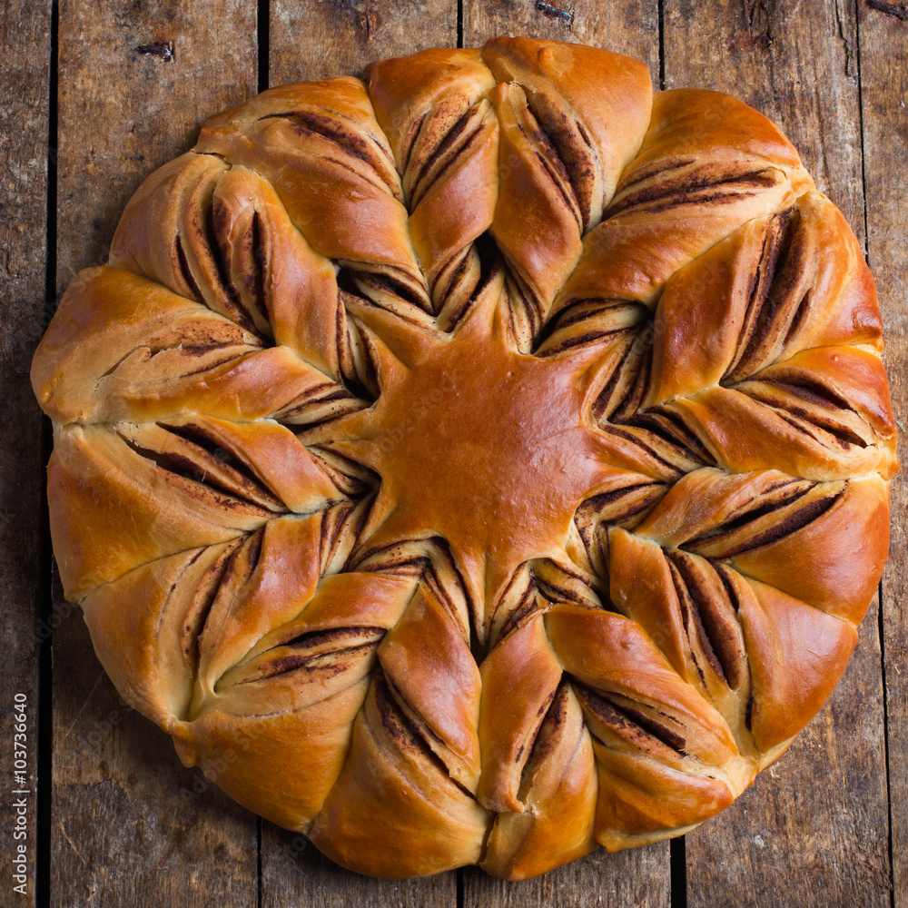 chocolate and cinnamon star braided bread