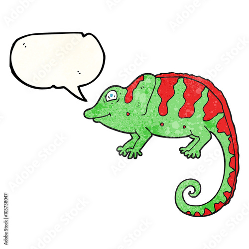 speech bubble textured cartoon chameleon