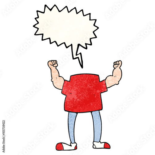 speech bubble textured cartoon headless man