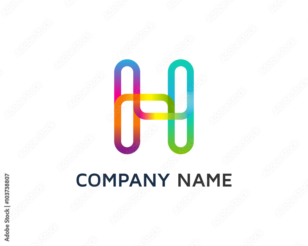 Letter H Colorful Line Logo Design Template Letter H Colorful Line Logo Design Template