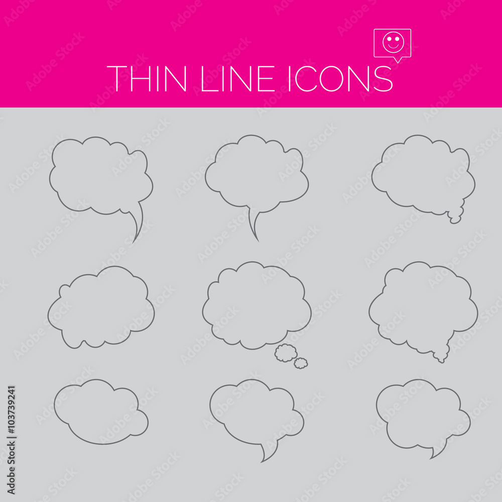 thin line art icons - speech bubble set thin line art icons - speech bubble set
