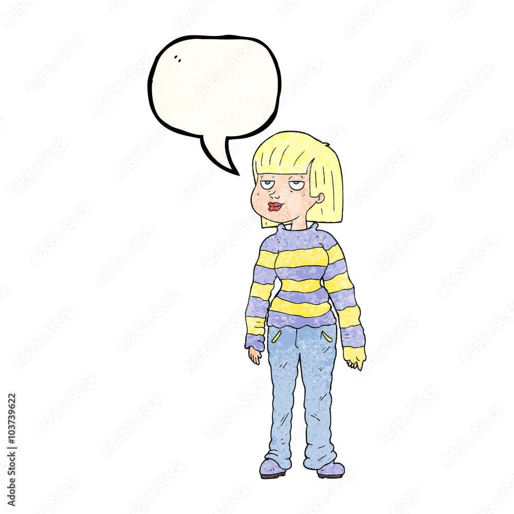 speech bubble textured cartoon woman in casual clothes speech bubble textured cartoon woman in casual clothes