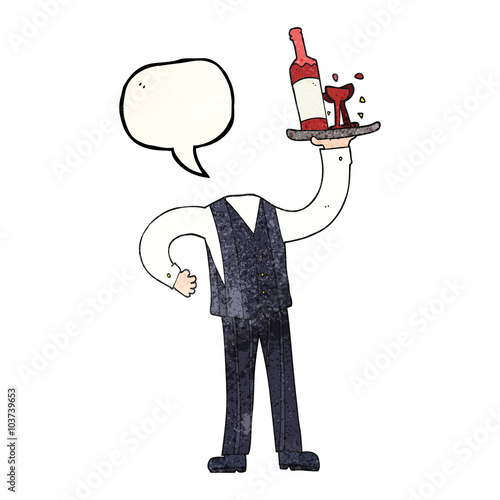 speech bubble textured cartoon headless waiter (add own photos)