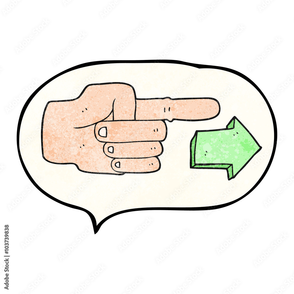 speech bubble textured cartoon pointing hand with arrow speech bubble textured cartoon pointing hand with arrow