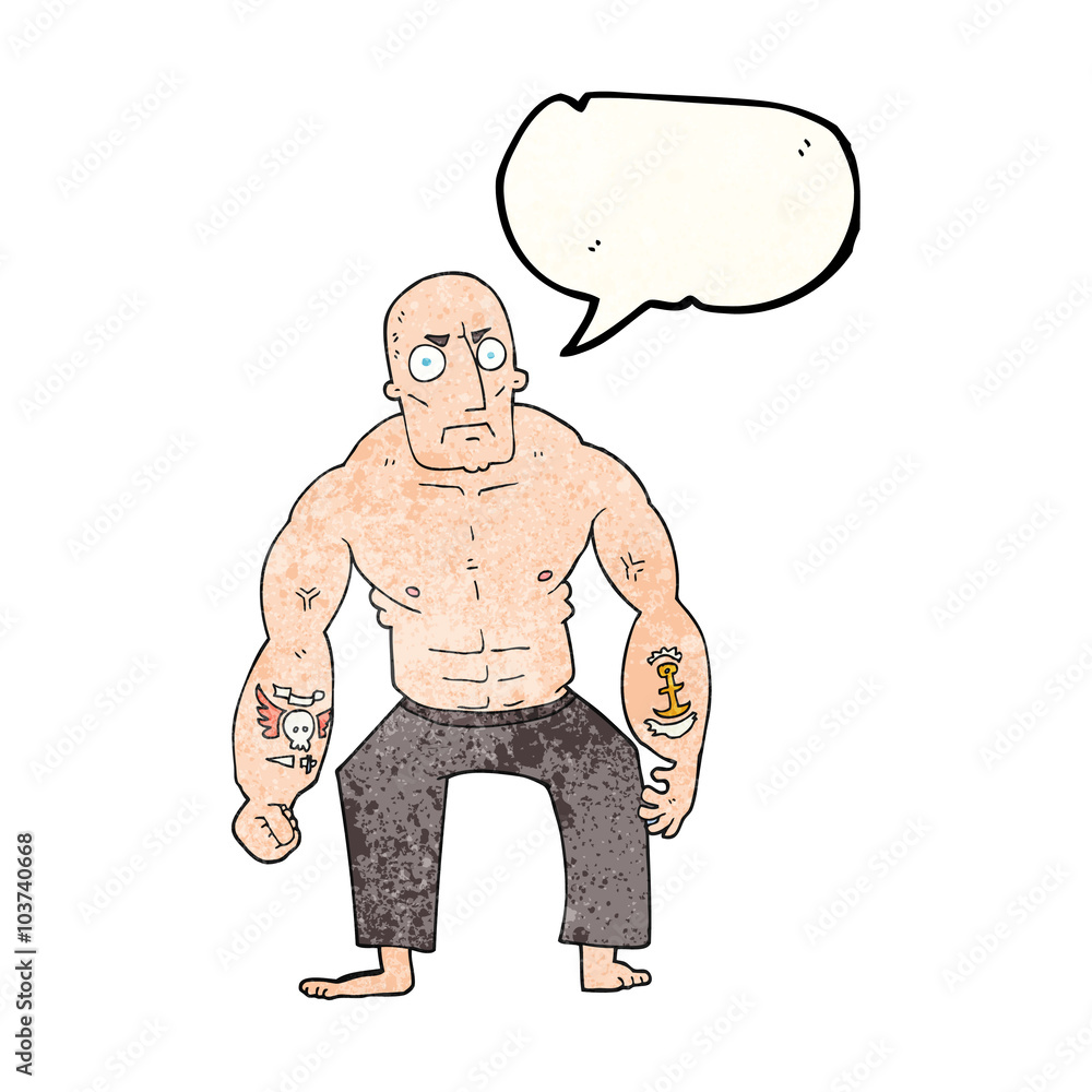 Fototapeta premium speech bubble textured cartoon tough man
