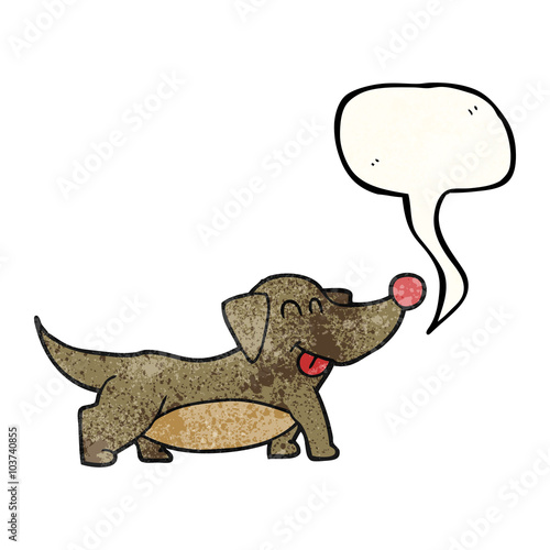 speech bubble textured cartoon happy little dog