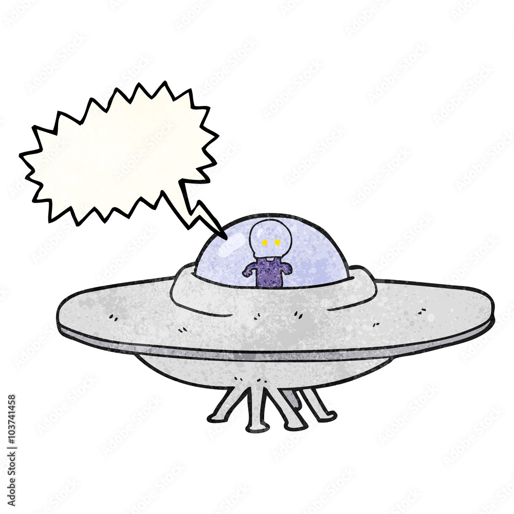 speech bubble textured cartoon alien flying saucer speech bubble textured cartoon alien flying saucer